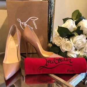 Christian Louboutin So Kate Nude Patent Sz 38.5